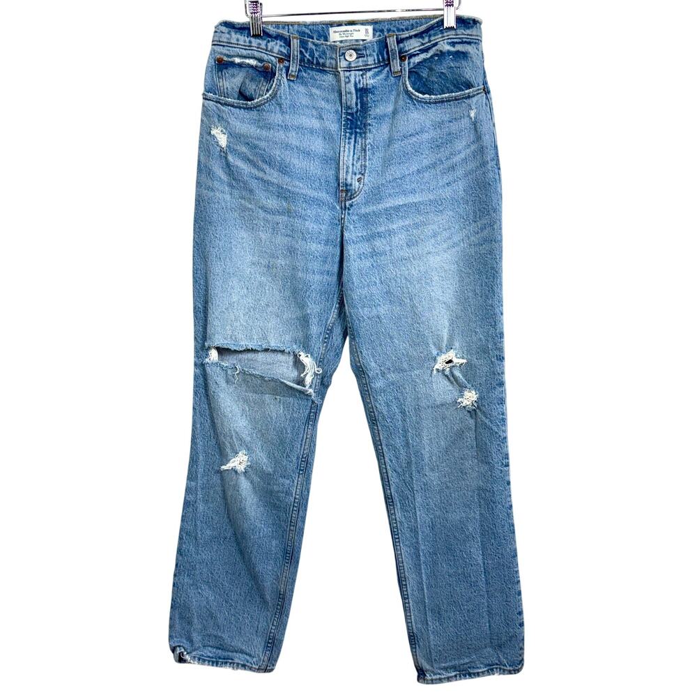 Abercrombie & Fitch The 90s Straight Ultra High Rise Blue Denim Jeans Size 30 10